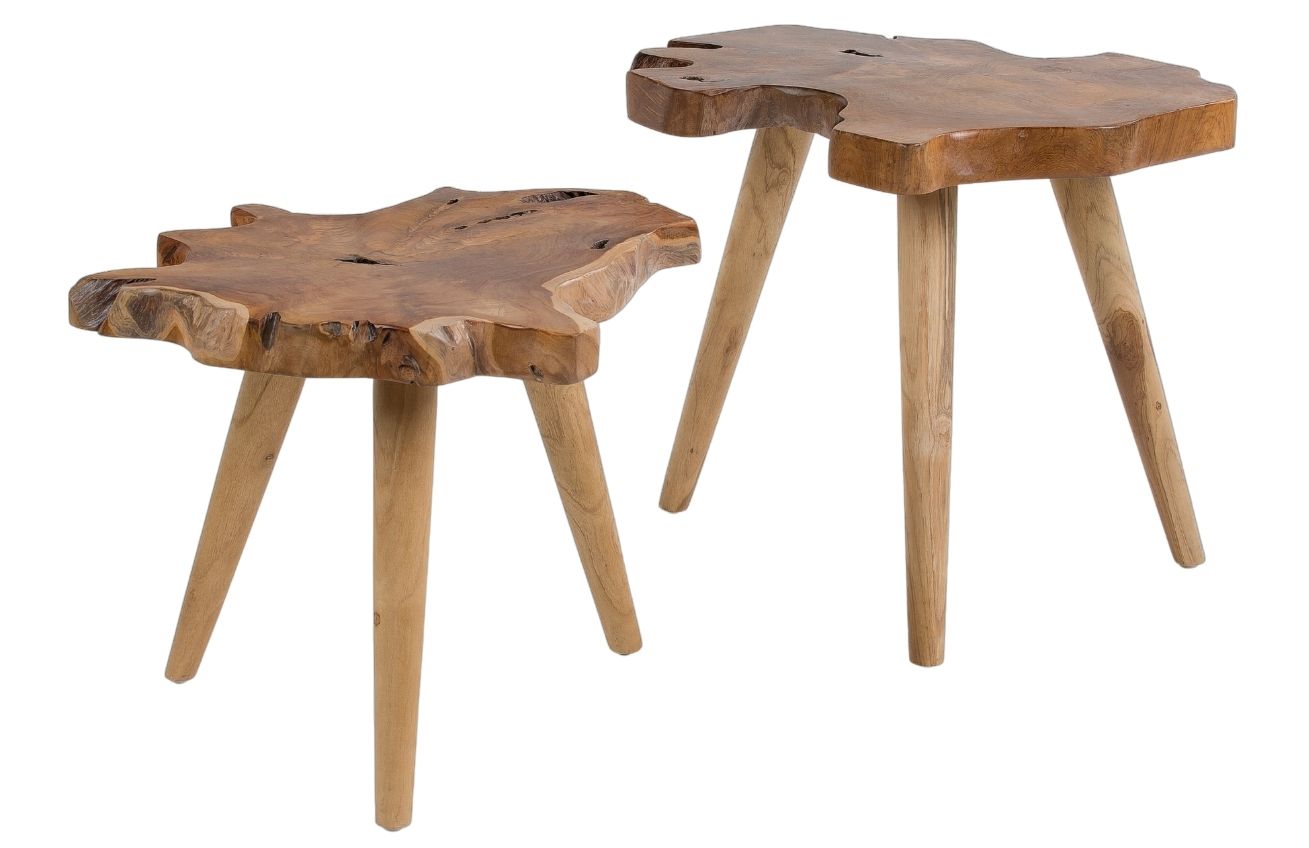 Set dvou teakových stolků Kave Home Hattie 60/56 cm - Designovynabytek.cz