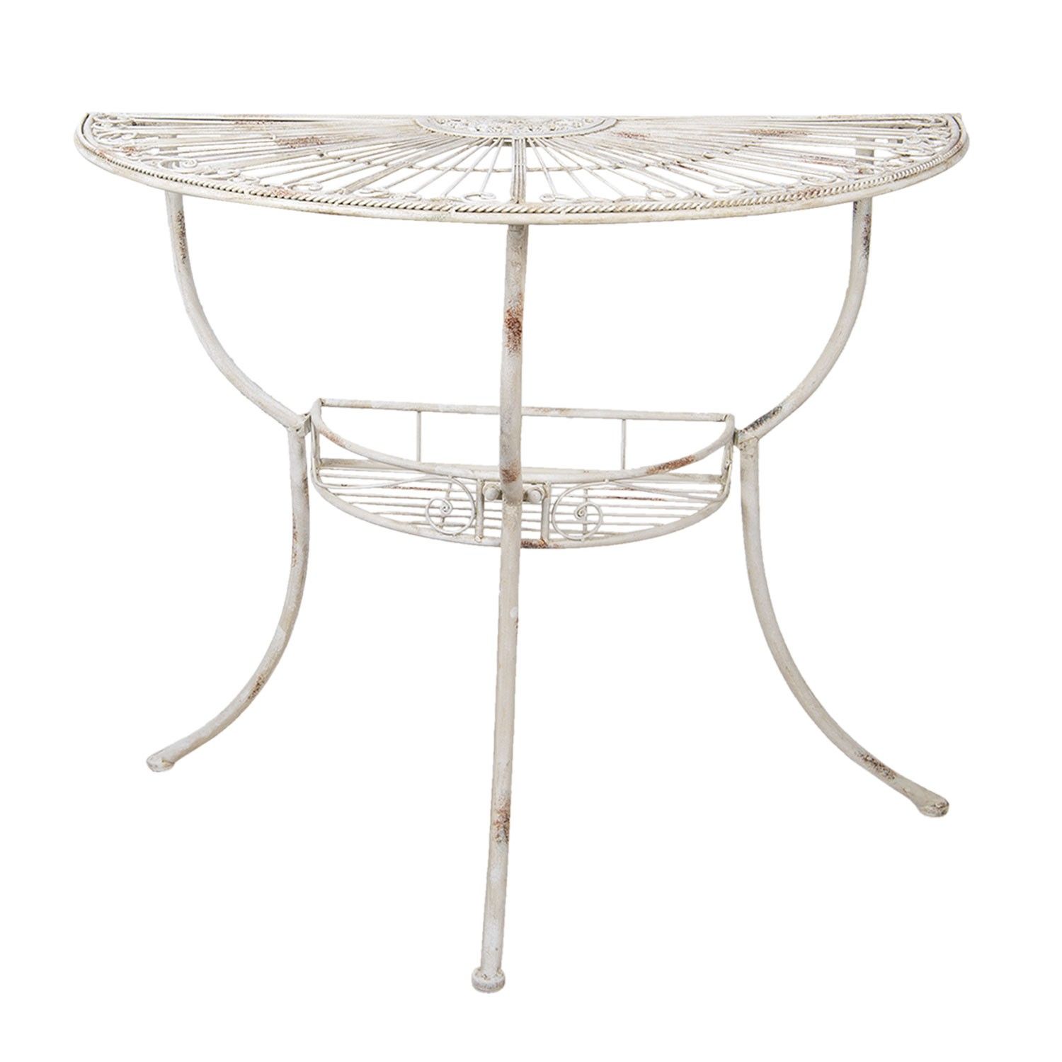 Bílý kovový zdobený nástěnný stůl Colette - 90*48*76 cm Clayre & Eef - LaHome - vintage dekorace