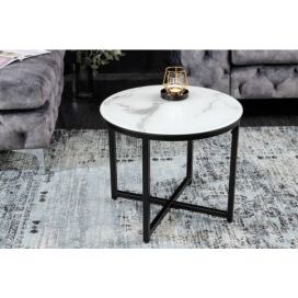 LuxD Designový odkládací stolek Latrisha 50 cm bílý - vzor mramor