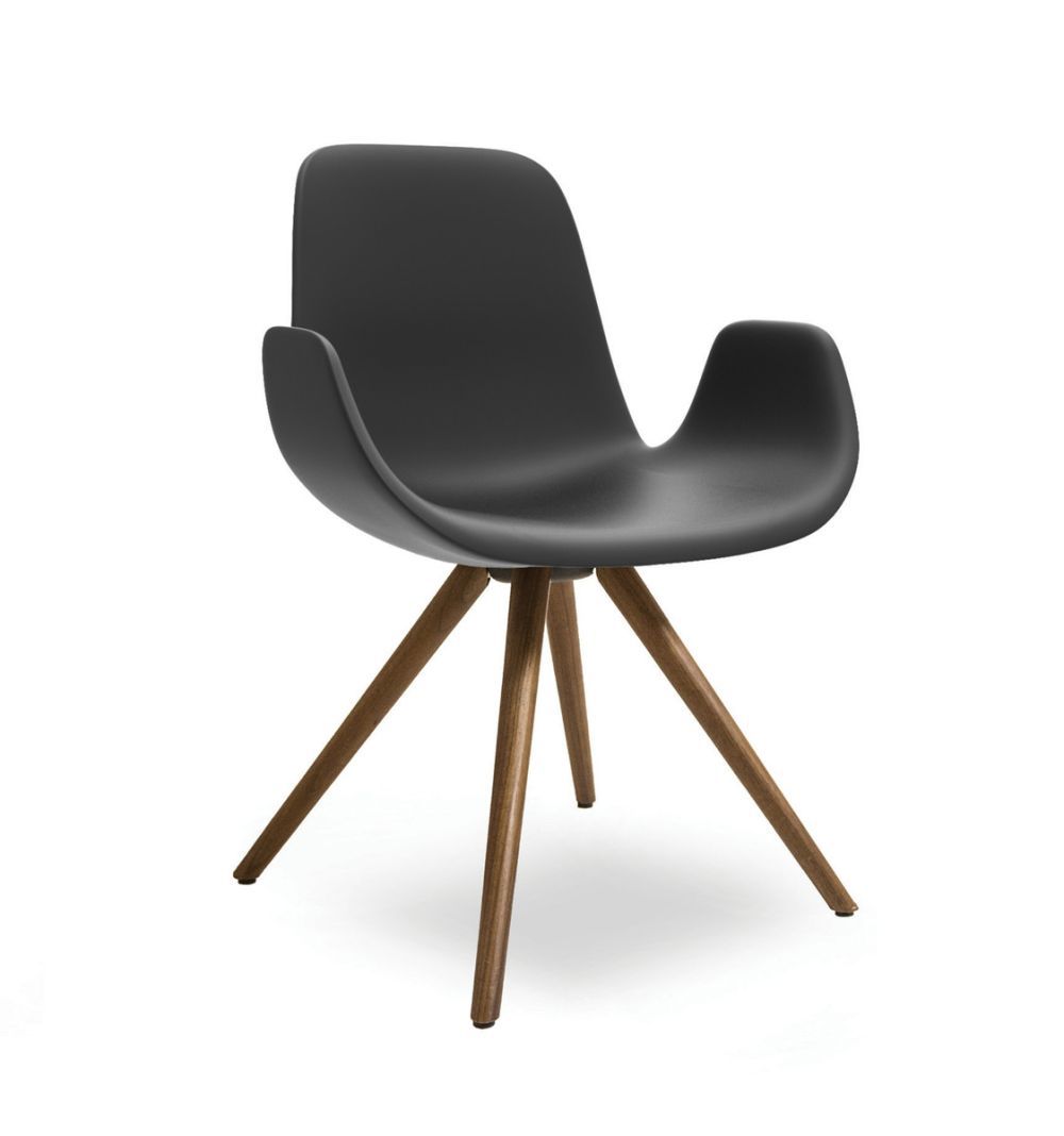 TONON - Židle STEP SOFT TOUCH s kulatou dřevěnou podnoží a područkami - 
