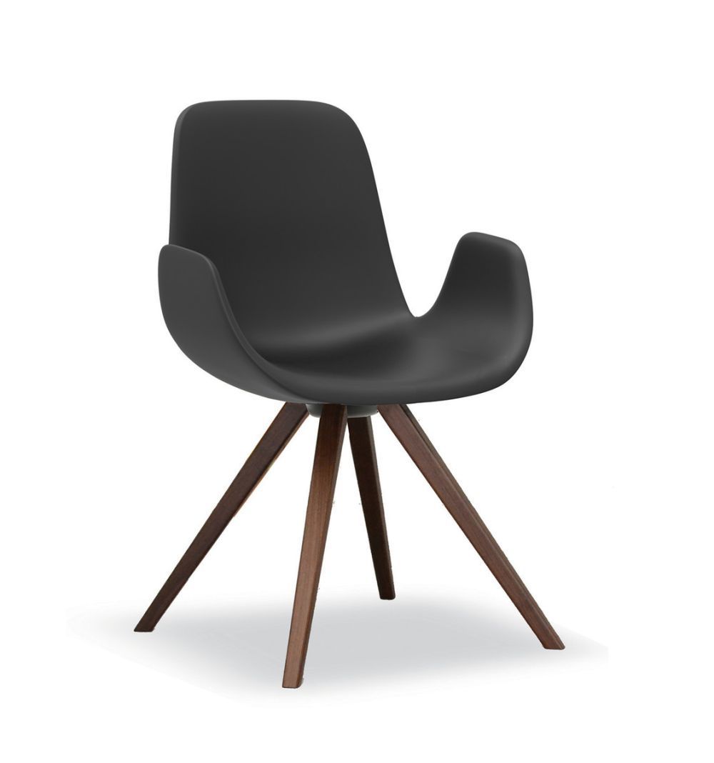 TONON - Židle STEP SOFT TOUCH s hranatou dřevěnou podnoží a područkami - 