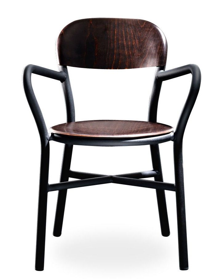 MAGIS - Židle PIPE s dřevěným sedákem a područkami - 