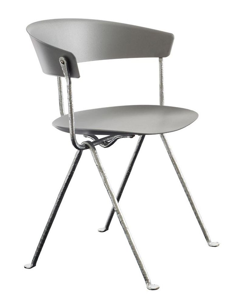 MAGIS - Židle OFFICINA - šedá s galvanizovanou podnoží - 