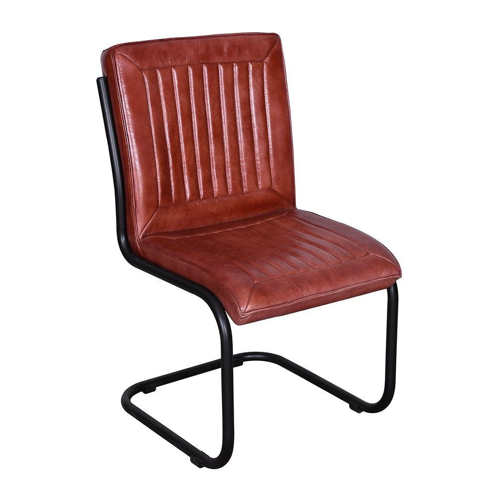 Hnědá kožená židle Botio - 52*62*89 cm Clayre & Eef - LaHome - vintage dekorace