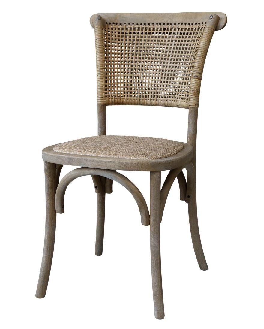 Přírodní dřevěná židle s ratanovým výpletem Old French chair - 45*40*88 cm  Chic Antique - LaHome - vintage dekorace