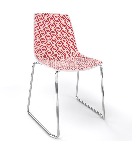 GABER - Židle ALHAMBRA ST, bíločervená/chrom - 