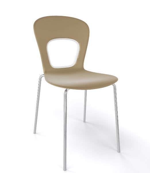GABER - Židle BLOG, béžovobílá/chrom - 