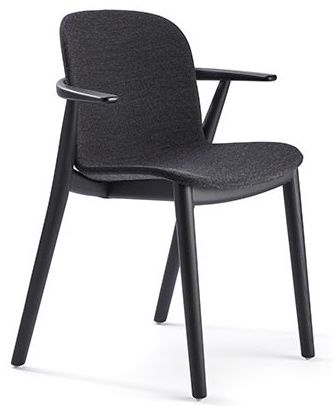INFINITI - Židle RELIEF čalouněná s dřevěnou podnoží a područkami - 