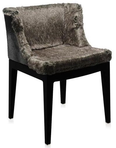 Kartell - Židle Mademoiselle Kravitz - šedá kožešina/kůže, černá - 