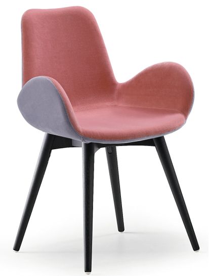 MIDJ - Dvoubarevná židle DALIA s dřevěnou podnoží a s područkami - 