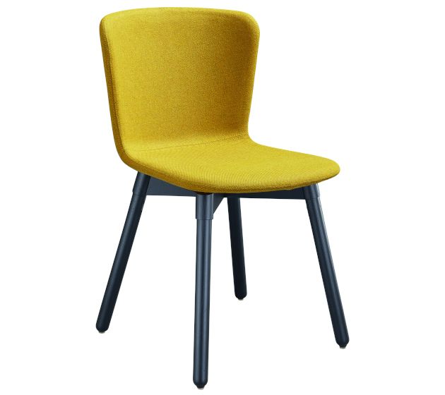MIDJ - Židle CALLA s čalouněným sedákem a dřevěnou podnoží - 