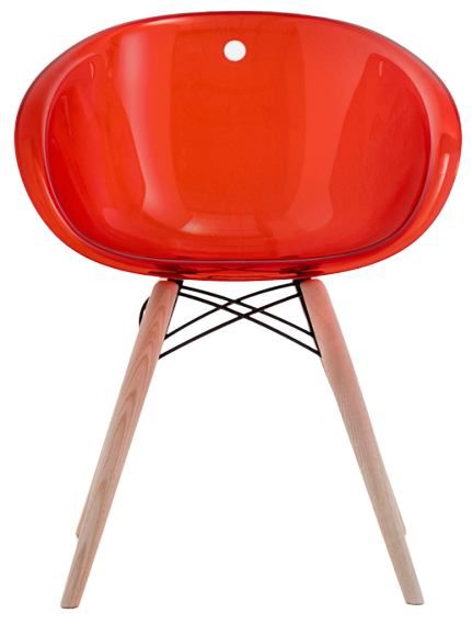 PEDRALI - Židle GLISS WOOD 905 DS - transparentní červená - 