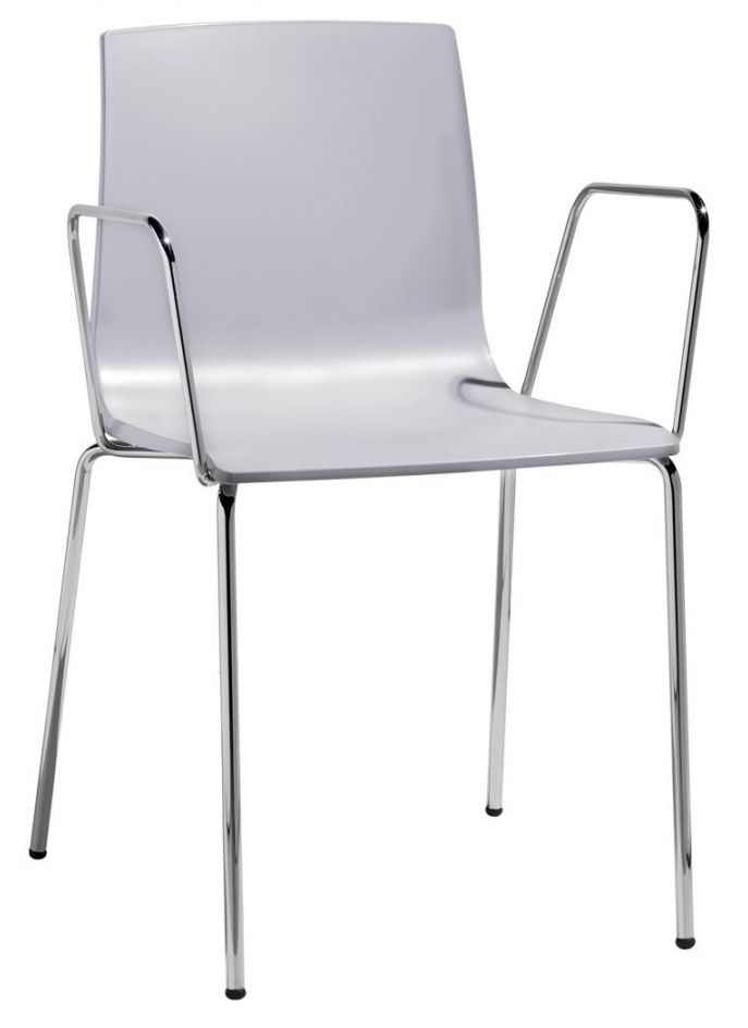 SCAB - Židle ALICE s područkami - šedá/chrom - 