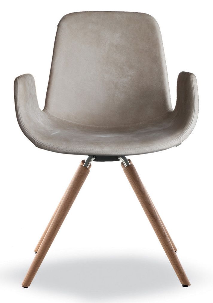 TONON - Čalouněná židle STEP s dřevěnou podnoží a područkami - 