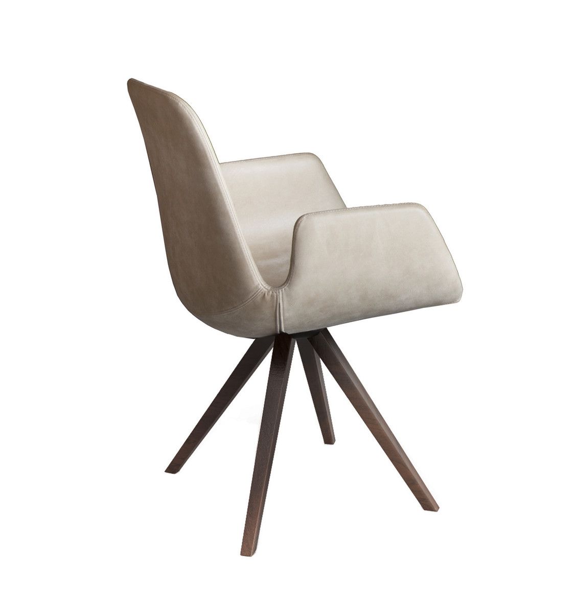 TONON - Čalouněná židle STEP s hranatou dřevěnou podnoží a područkami - 