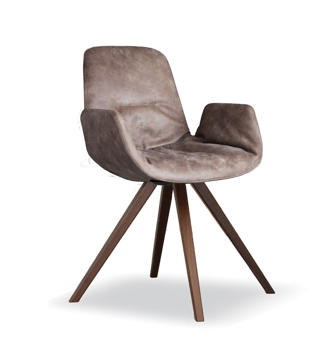 TONON - Čalouněná židle STEP SOFT s hranatou dřevěnou podnoží a područkami - 