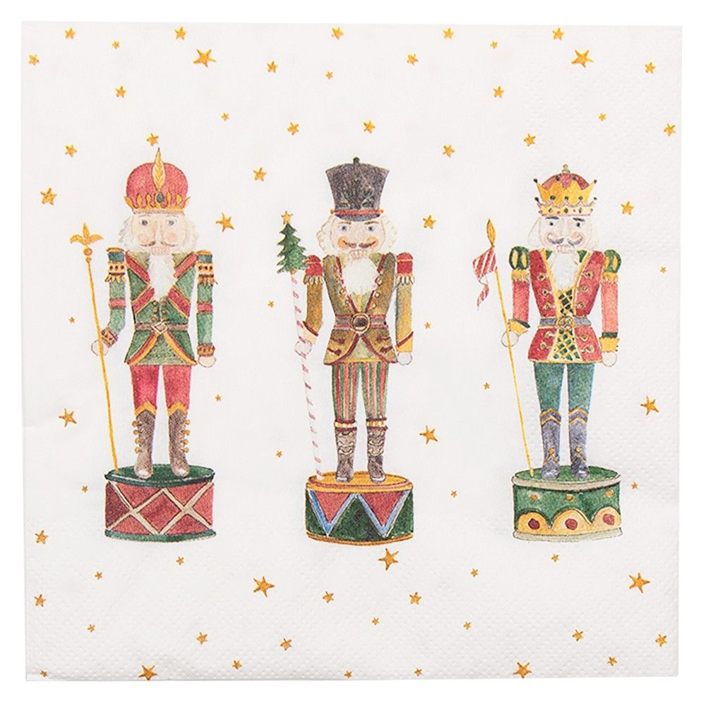 Papírové kapesníky s louskáčky Happy Little Christmas - 33*33 cm (20ks) Clayre & Eef - LaHome - vintage dekorace