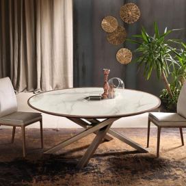 RIFLESSI - Stůl SHANGAI s keramickou deskou a dřevěným okrajem