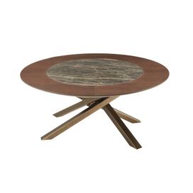 RIFLESSI - Stůl SHANGAI s kruhovou keramicko-dřevěnou deskou