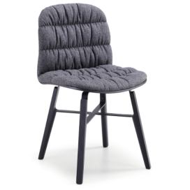 MIDJ - Čalouněná židle LIU\' s dřevěnou podnoží a kovovými detaily