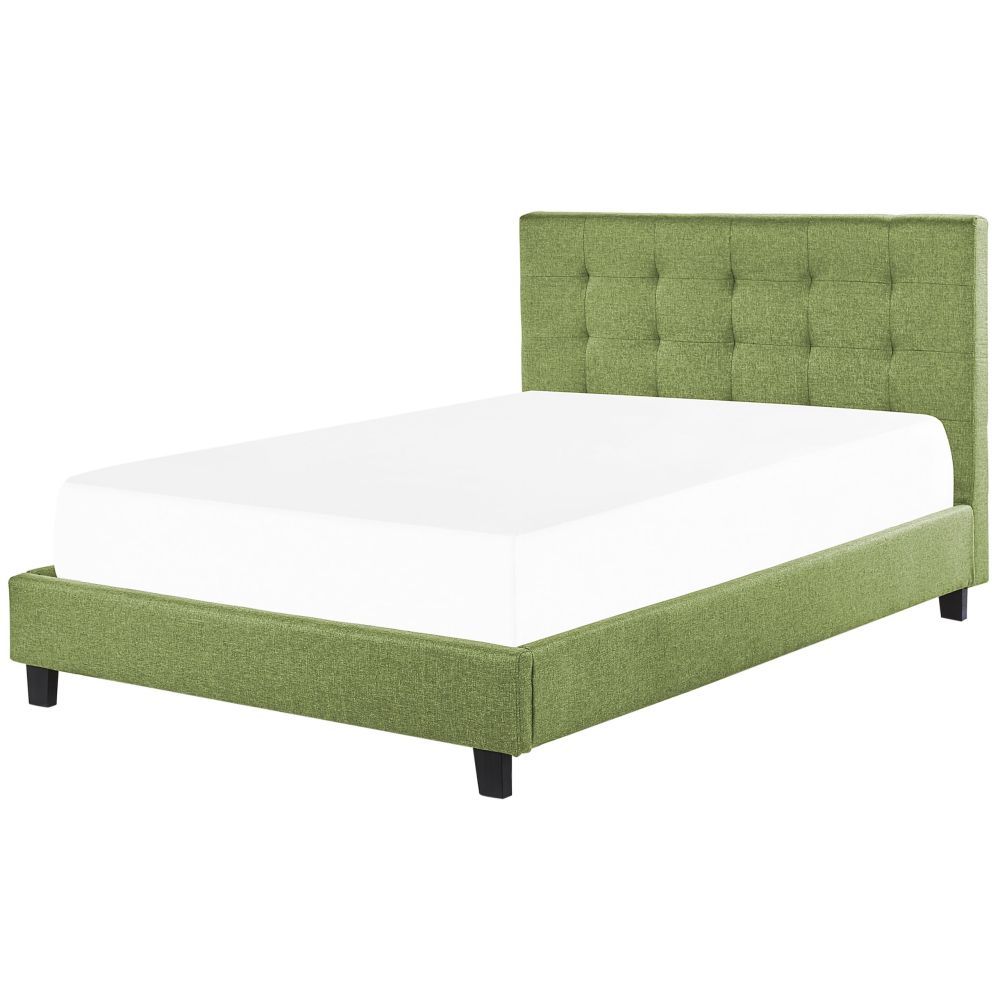 Čalouněná postel 140 x 200 cm zelená LA ROCHELLE - Beliani.cz