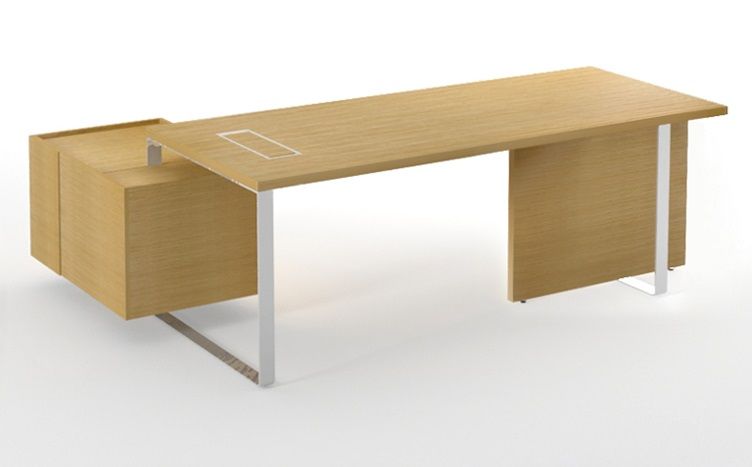 NARBUTAS - Kancelářský stůl PLANA 204x150x75 s modesty panelem a fixním kontejnerem na pravé straně - 