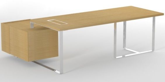 NARBUTAS - Kancelářský stůl PLANA 204x150x75 cm s fixním kontejnerem na pravé straně - 