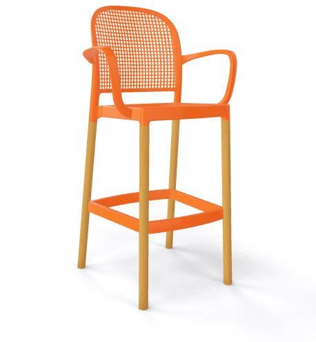 GABER - Barová židle PANAMA BLB - vysoká, oranžová/buk - 