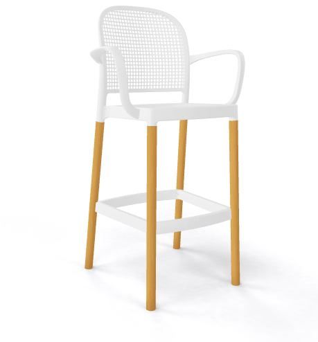 GABER - Barová židle PANAMA BLB - vysoká, bílá/buk - 