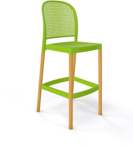 GABER - Barová židle PANAMA BL - vysoká, zelená/buk - 