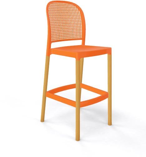 GABER - Barová židle PANAMA BL - vysoká, oranžová/buk - 