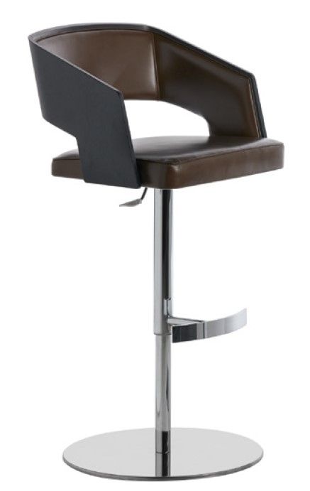 POTOCCO - Barová židle JOLLY s kruhovou základnou a dřevěnými područkami - 