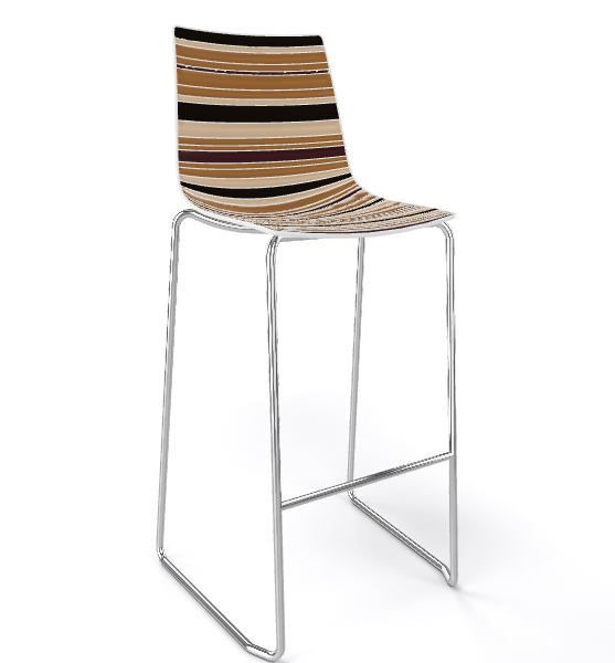 GABER - Barová židle COLORFIVE ST - vysoká, hnědobéžová/chrom - 