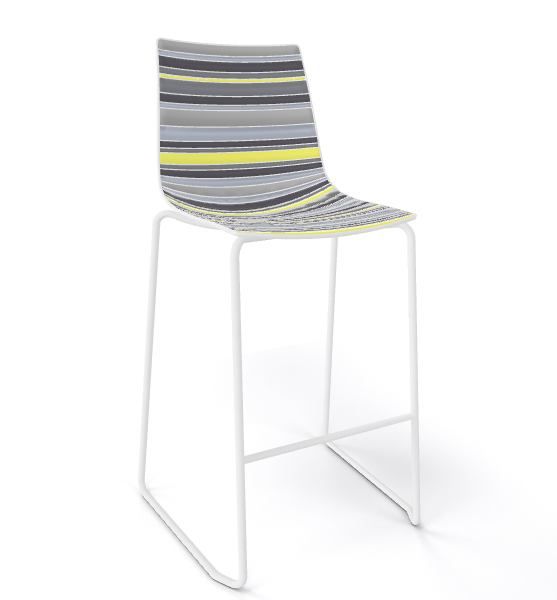 GABER - Barová židle COLORFIVE ST - nízká, šedožlutá/chrom - 