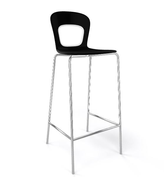 GABER - Barová židle BLOG - vysoká, černobílá/chrom - 