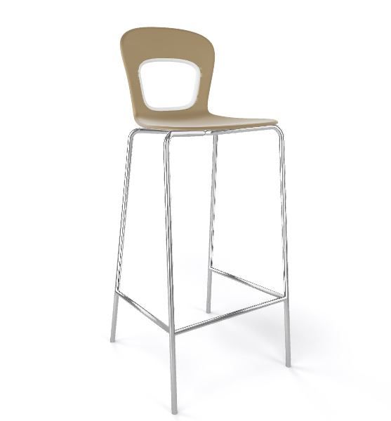 GABER - Barová židle BLOG - vysoká, béžovobílá/chrom - 