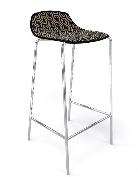 GABER - Barová židle ALHAMBRA vysoká, černobéžová/chrom - 