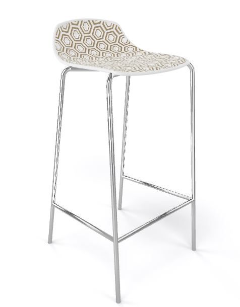 GABER - Barová židle ALHAMBRA vysoká, bílobéžová/chrom - 