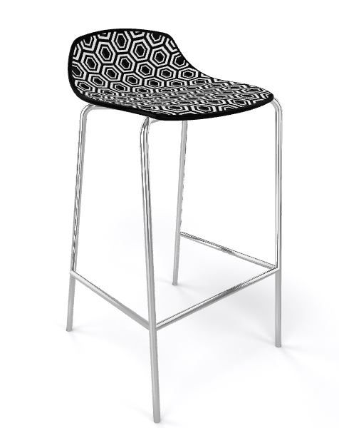 GABER - Barová židle ALHAMBRA nízká, černobílá/chrom - 