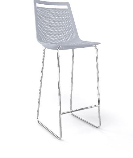 GABER - Barová židle AKAMI ST vysoká, šedá/chrom - 