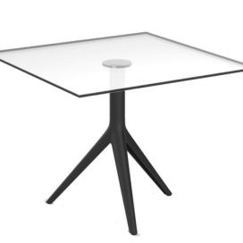 VONDOM - Čtvercový konferenční stolek MARI-SOL skleněná deska - různé velikosti (tříramenná podnož)
