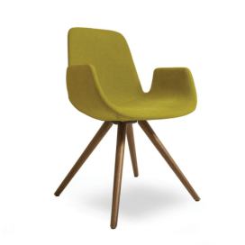TONON - Čalouněná židle STEP s kulatou dřevěnou podnoží a područkami