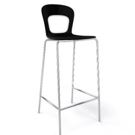 GABER - Barová židle BLOG - vysoká, černobílá/chrom