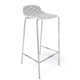 GABER - Barová židle ALHAMBRA vysoká, bílošedá/chrom