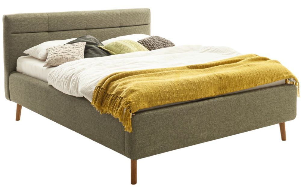 Zelená látková dvoulůžková postel Meise Möbel Lotte 160 x 200 cm s úložným prostorem - Designovynabytek.cz