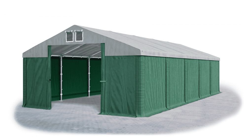 Garážový stan 4x8x2m střecha PVC 560g/m2 boky PVC 500g/m2 konstrukce ZIMA Zelená Šedá Zelené - DEKORHOME.CZ
