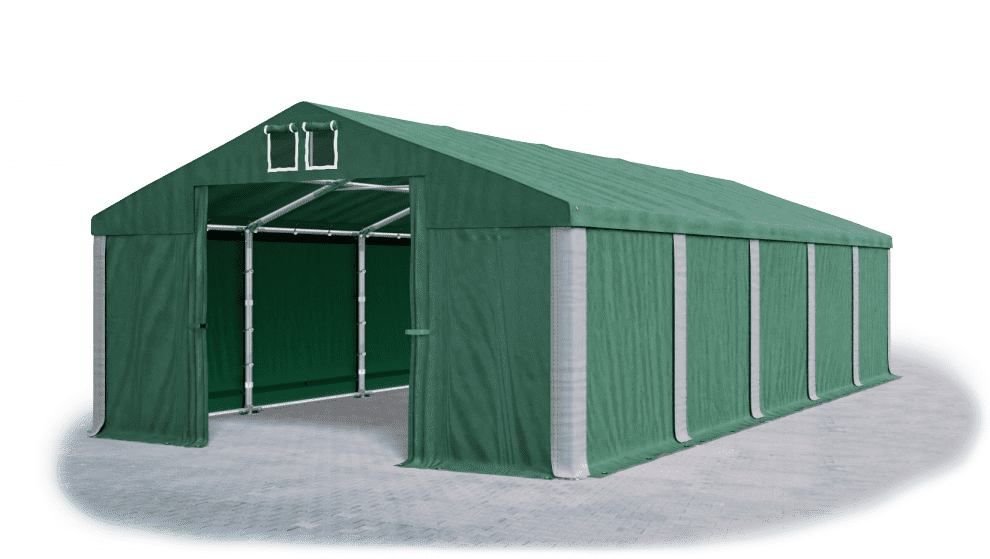 Garážový stan 4x8x2m střecha PVC 560g/m2 boky PVC 500g/m2 konstrukce ZIMA Zelená Zelená Šedé - DEKORHOME.CZ