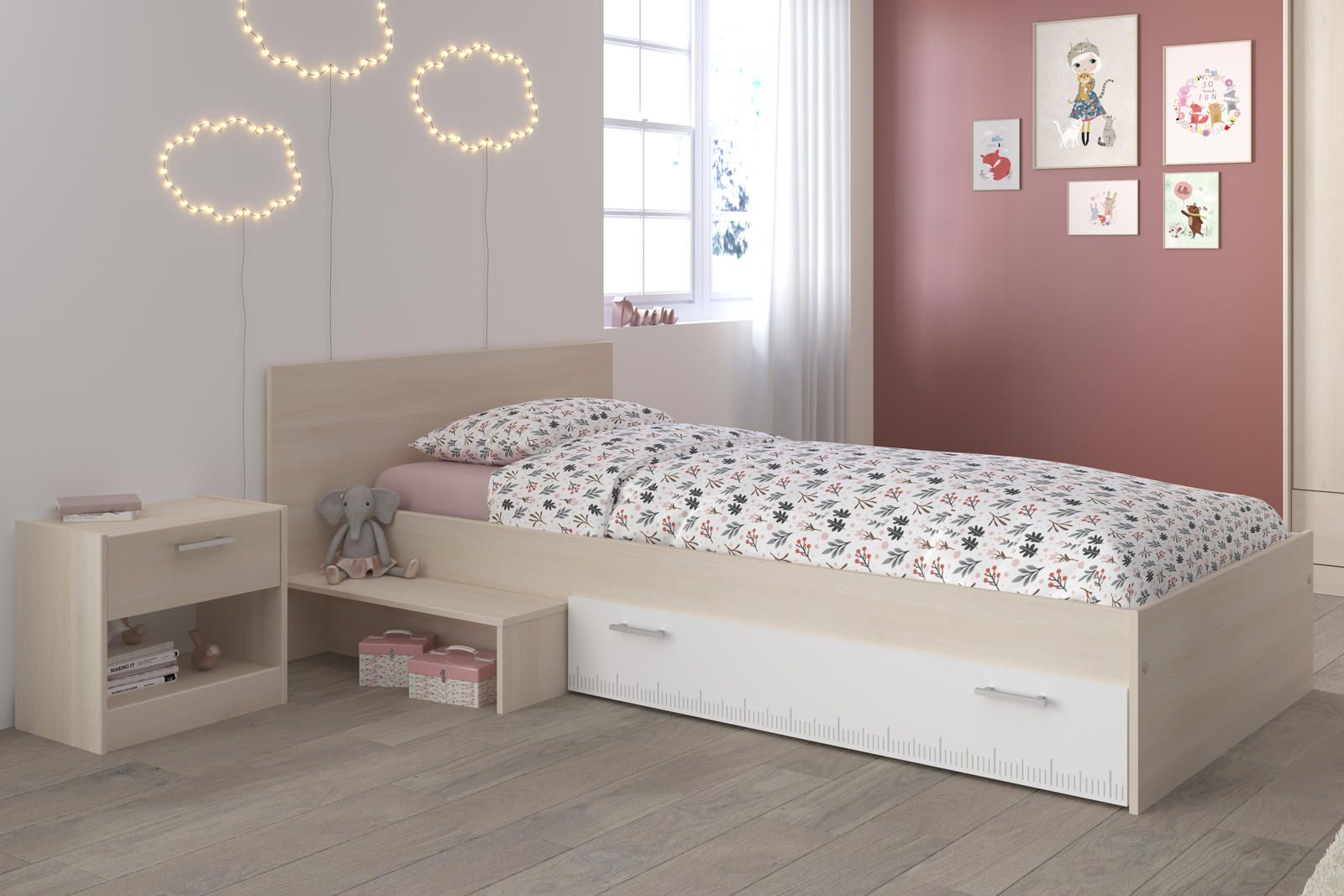 Aldo Dětská postel s šuplíkem pro holku Charly - Nábytek ALDO