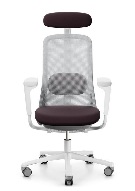 HÅG - Židle SOFI 7500 šedá s opěrkou hlavy a s područkami, vyšší sedák - 