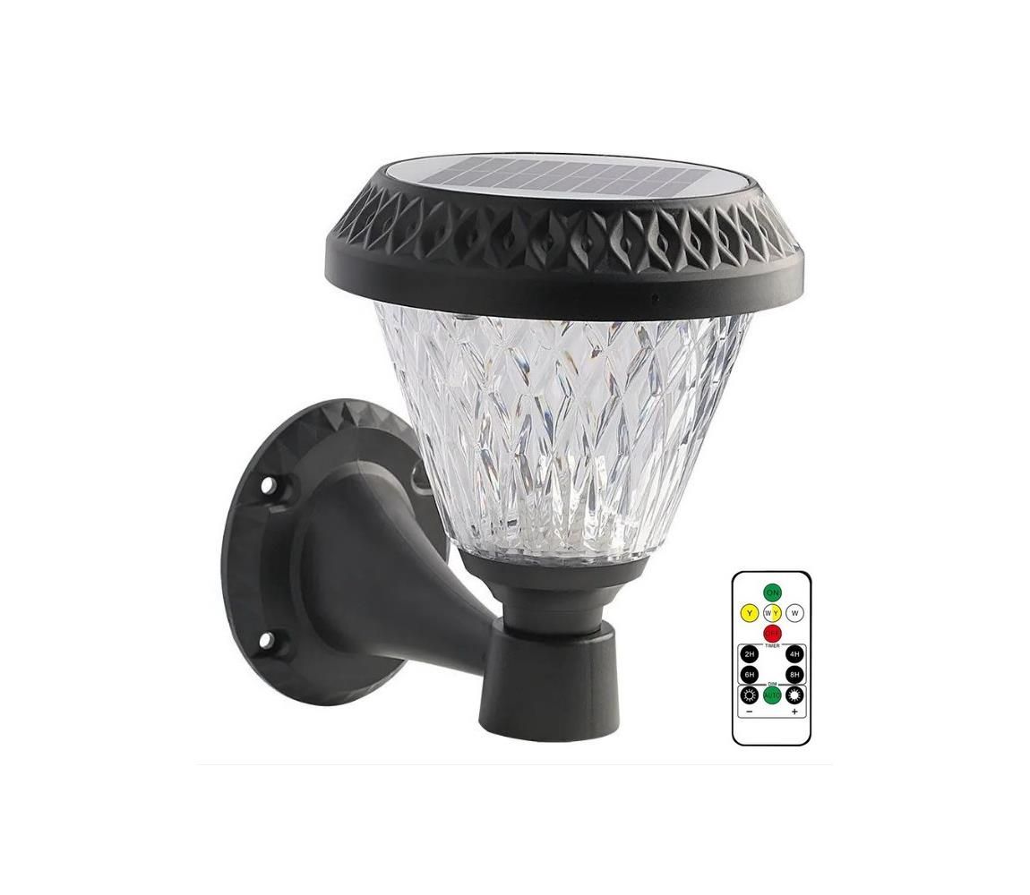  LED Stmívatelná solární nástěnná lampa LED/0,8W/5,5V IP44 + dálkové ovládání  -  Svět-svítidel.cz